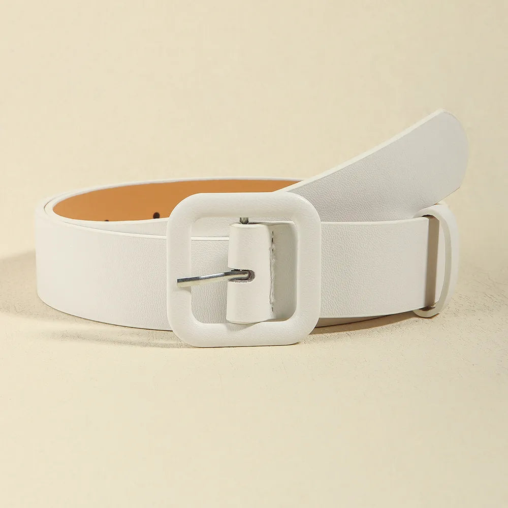 Vacation Modern Style Classic Style Solid Color Pu Leather Alloy Buckle Women'S Leather Belts