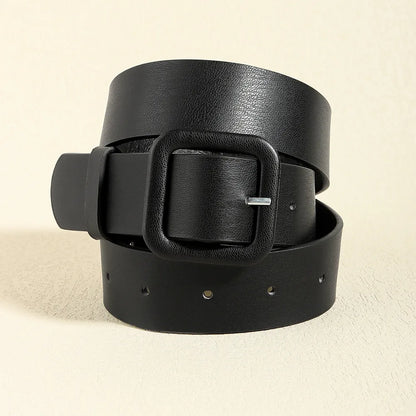 Vacation Modern Style Classic Style Solid Color Pu Leather Alloy Buckle Women'S Leather Belts