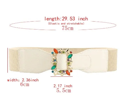 Vacation Modern Style Classic Style Square Pu Leather Alloy Buckle Inlay Acrylic Women'S Leather Belts