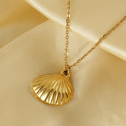 Vacation Modern Style Fruit Rose Shell Stainless Steel Plating 18k Gold Plated Pendant Necklace Long Necklace