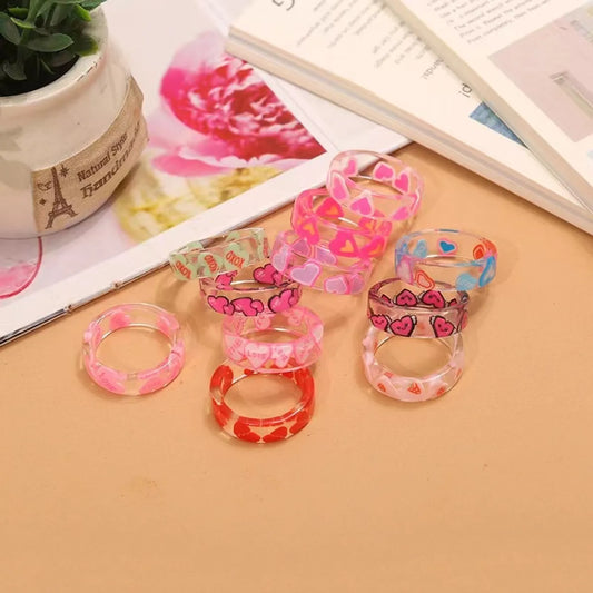 Vacation Modern Style Heart Shape Smile Face Flower Plastic Resin Women'S Rings