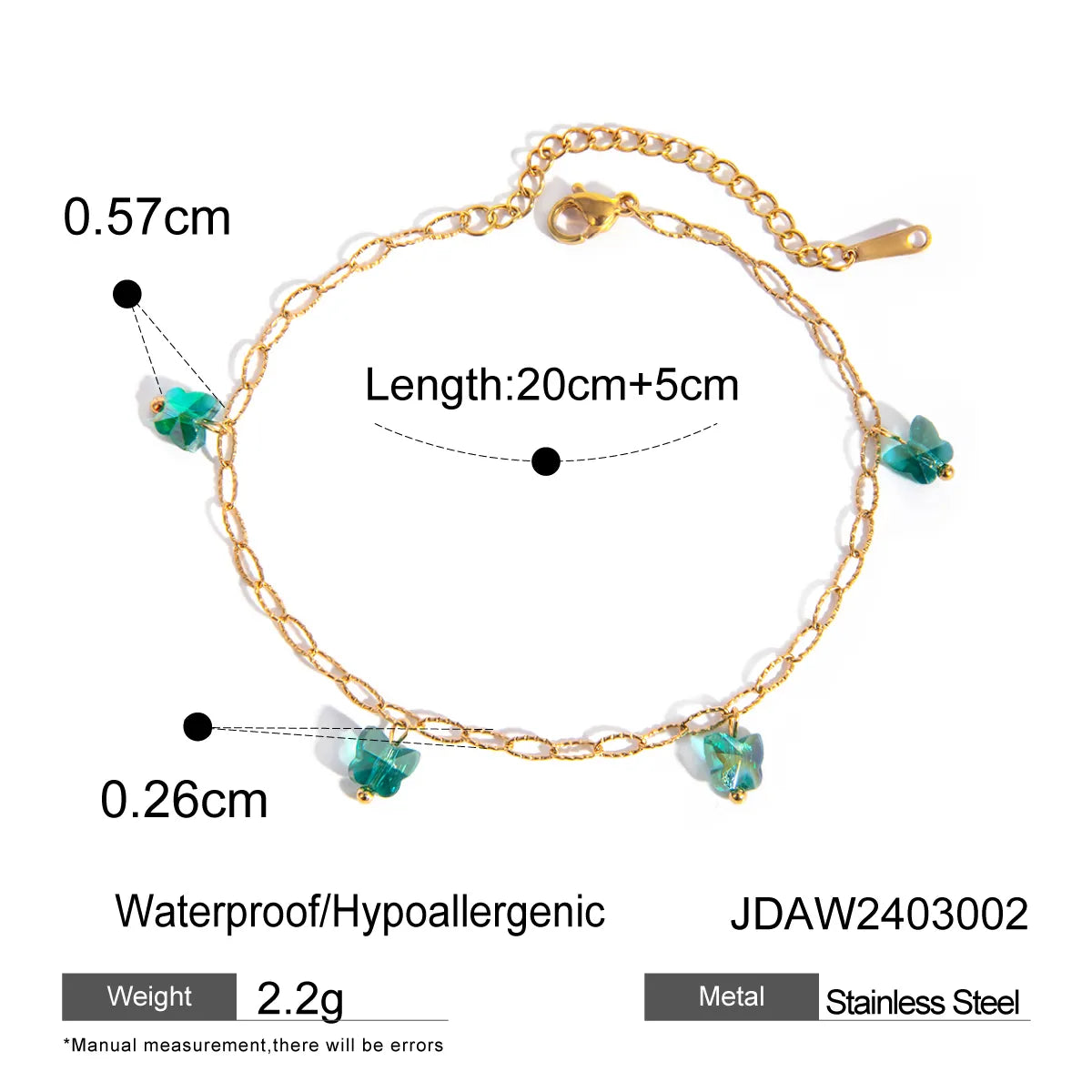 Vacation Modern Style Simple Style Geometric 304 Stainless Steel Gravel Plating 18K Gold Plated Women'S Anklet