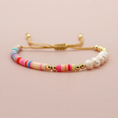 Vacation Multicolor Freshwater Pearl Soft Clay Beaded Bracelets