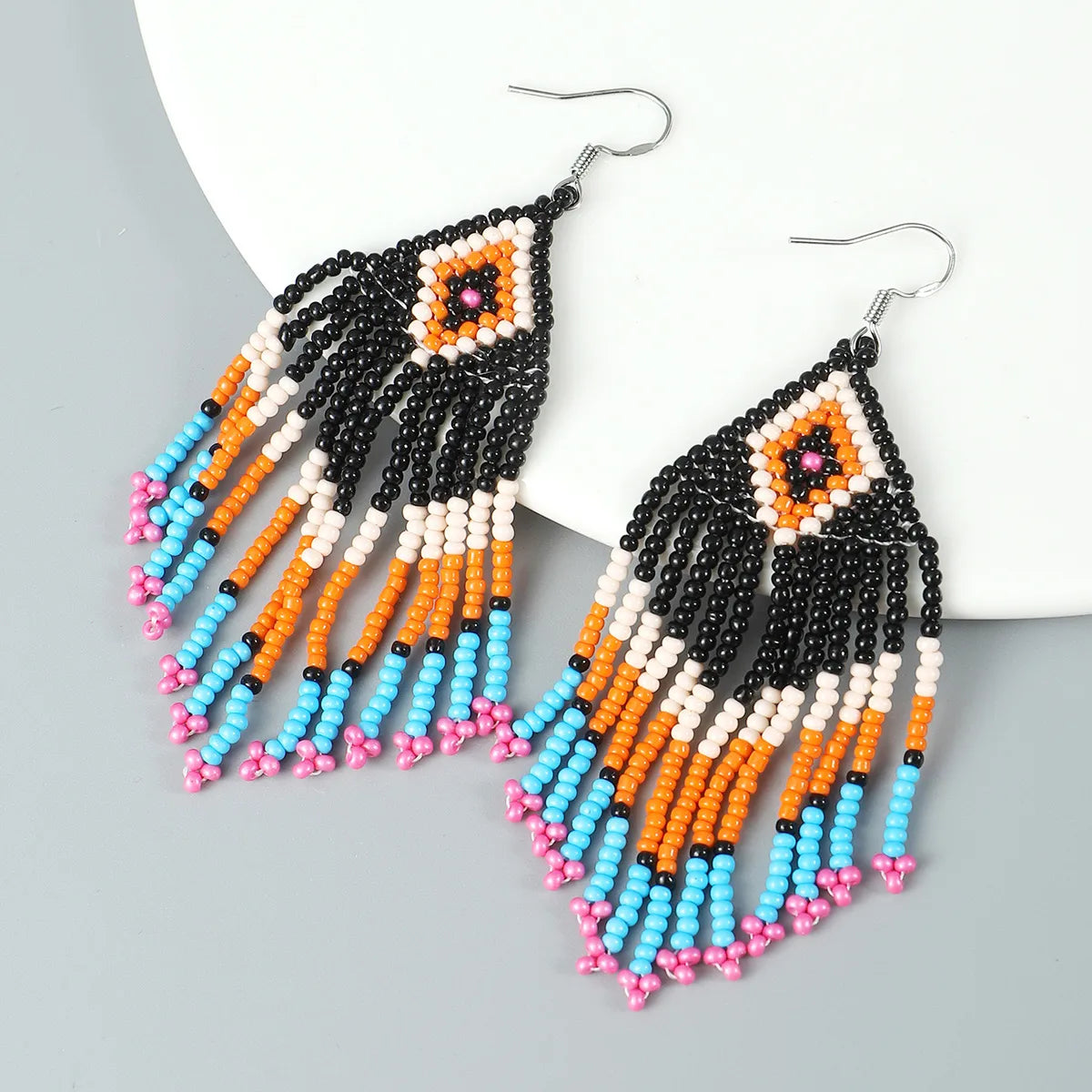 Vacation Rhombus Plastic Beaded Tassel Women'S Drop Earrings