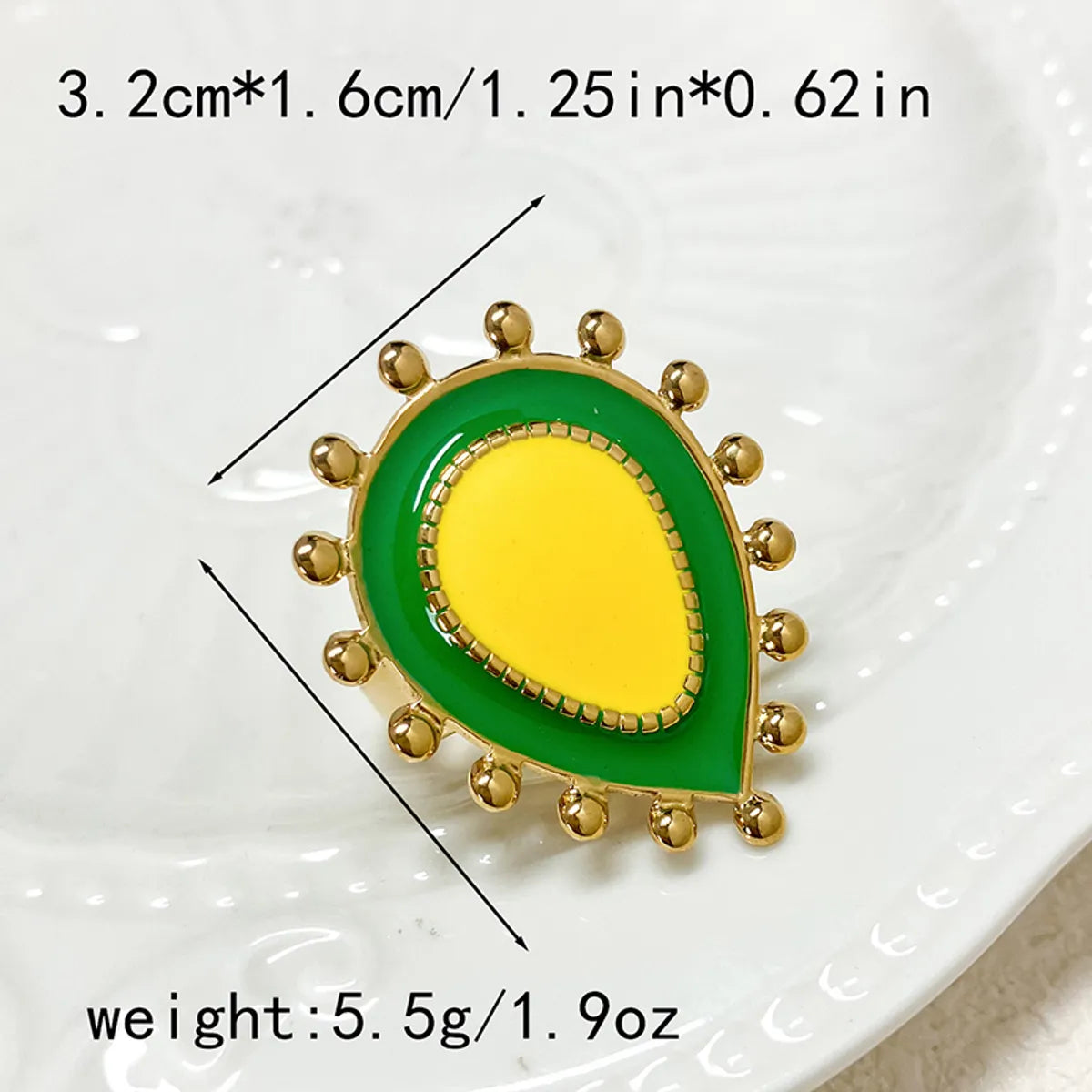 Vacation Roman Style Avocado Stainless Steel Enamel Plating Gold Plated Open Rings