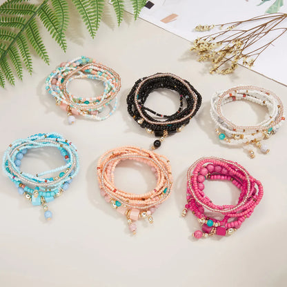 Vacation Round Beaded Alloy Natural Stone Women's Bracelets