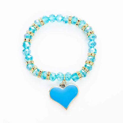 Vacation Round Heart Shape Artificial Crystal Alloy Gem Enamel Glass Women's Bracelets 1 Piece