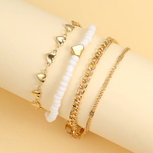 Vacation Round Heart Shape Solid Color Alloy Resin Women's Bracelets