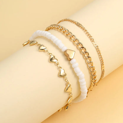 Vacation Round Heart Shape Solid Color Alloy Resin Women's Bracelets