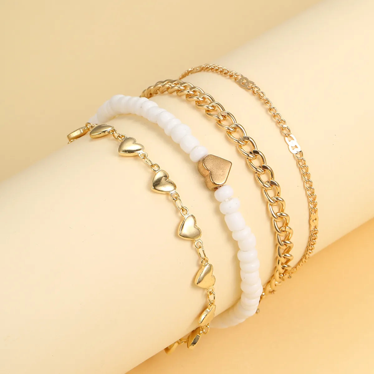 Vacation Round Heart Shape Solid Color Alloy Resin Women's Bracelets