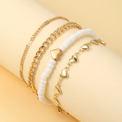 Vacation Round Heart Shape Solid Color Alloy Resin Women's Bracelets