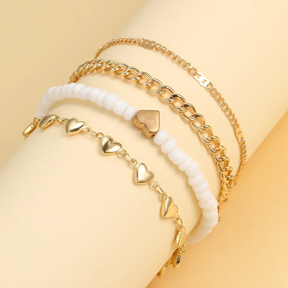 Vacation Round Heart Shape Solid Color Alloy Resin Women's Bracelets