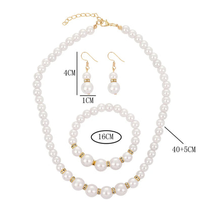 Vacation Round Imitation Pearl Beaded Women's Jewelry Set