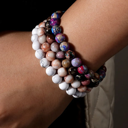 Vacation Round Semi-precious Stone Beaded Handmade Unisex Bracelets