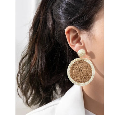 Vacation Round Wax Line Drop Earrings