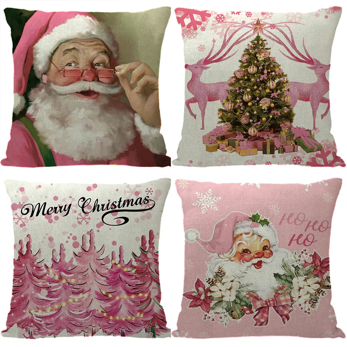 Vacation Santa Claus Linen Pillow Cases