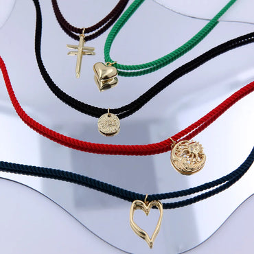 Vacation Simple Style Classic Style Cross Heart Shape 18K Gold Plated Nylon Copper Wholesale Pendant Necklace Choker