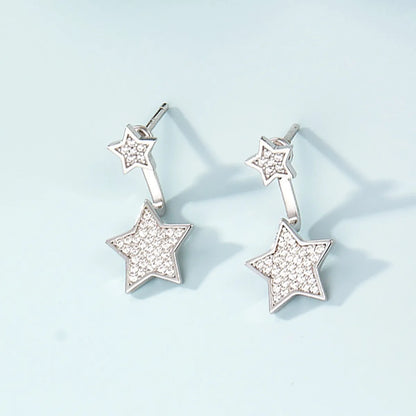 Vacation Simple Style Classic Style Star Sterling Silver Inlay Zircon White Gold Plated Women'S Rings Earrings Necklace