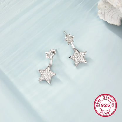 Vacation Simple Style Classic Style Star Sterling Silver Inlay Zircon White Gold Plated Women'S Rings Earrings Necklace