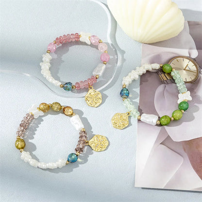 Vacation Simple Style Color Block Arylic Glass Beaded Women's Bracelets