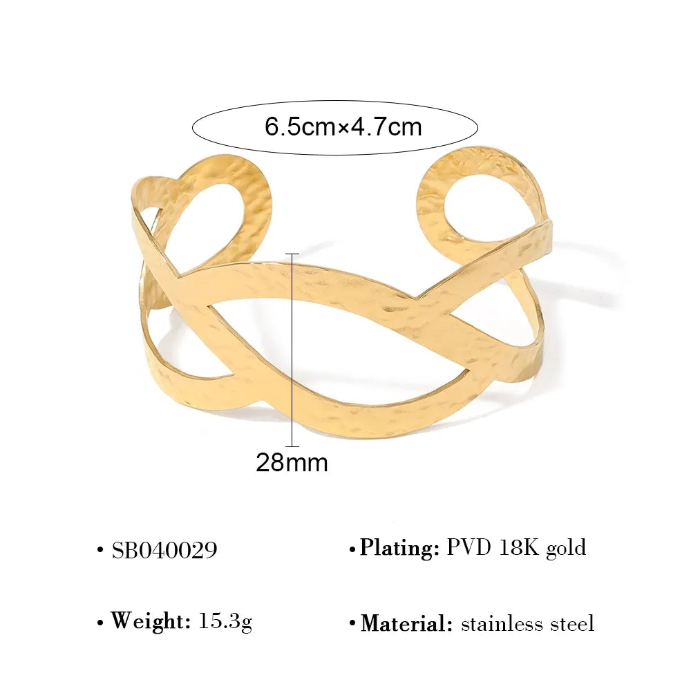 Vacation Simple Style Geometric 18K Gold Plated 304 Stainless Steel Wholesale Bangle