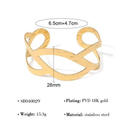 Vacation Simple Style Geometric 18K Gold Plated 304 Stainless Steel Wholesale Bangle