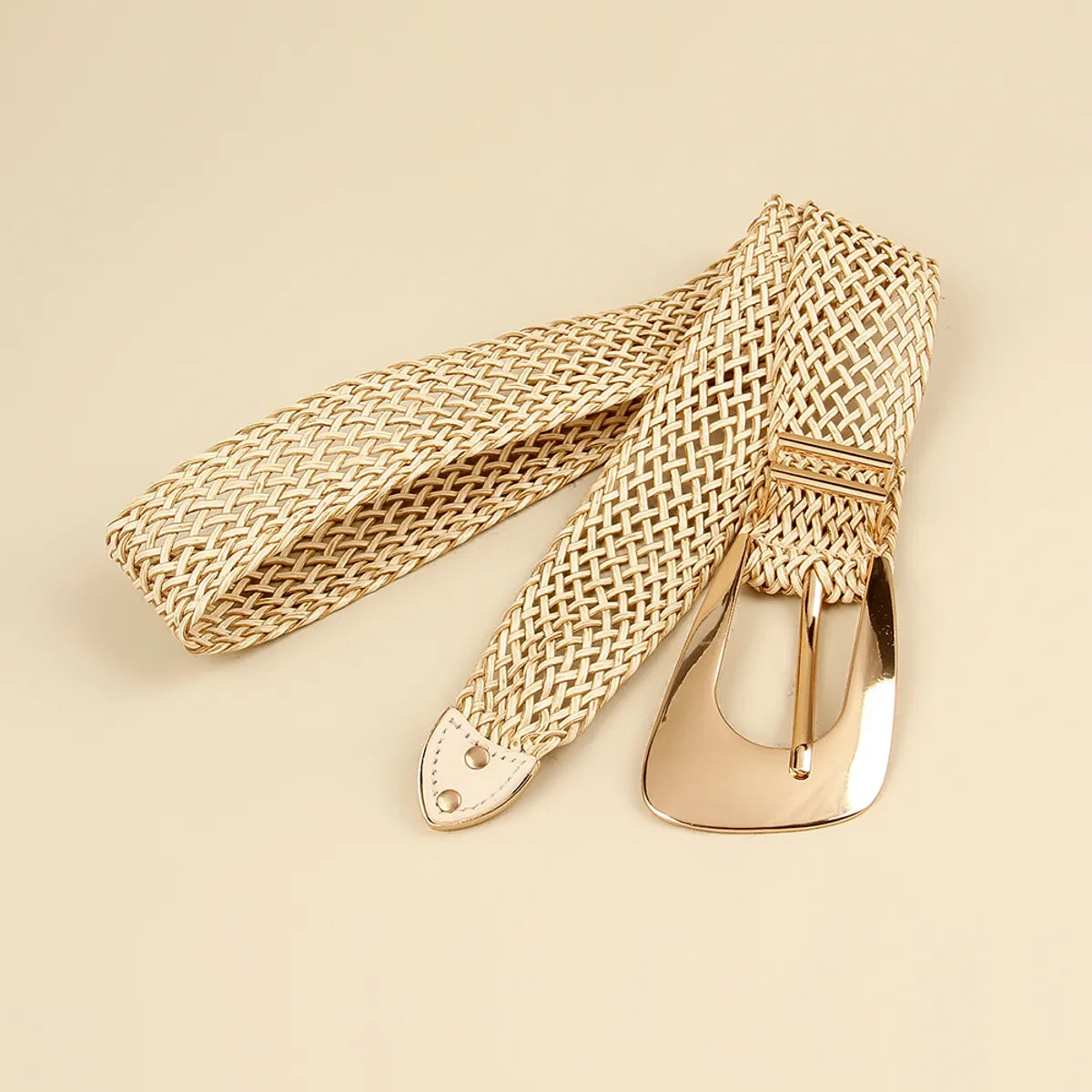 Vacation Simple Style Geometric Straw Buckle Women'S Woven Belts