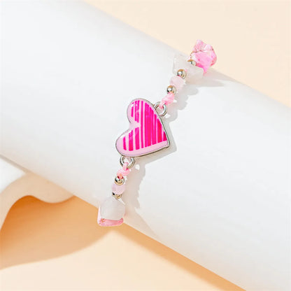 Vacation Simple Style Heart Shape Alloy Rope Beaded Women's Bracelets