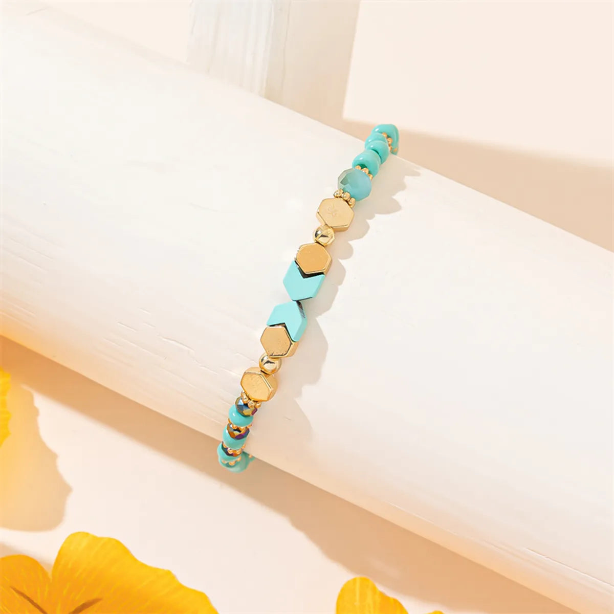 Vacation Simple Style Hexagon Fish Tail Artificial Crystal Beaded Women's Bracelets