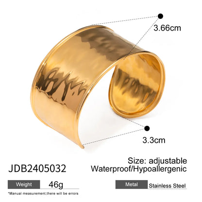 Vacation Simple Style IG Style Solid Color 304 Stainless Steel 18K Gold Plated Cuff Bracelets Wide Bracelet Bangle In Bulk