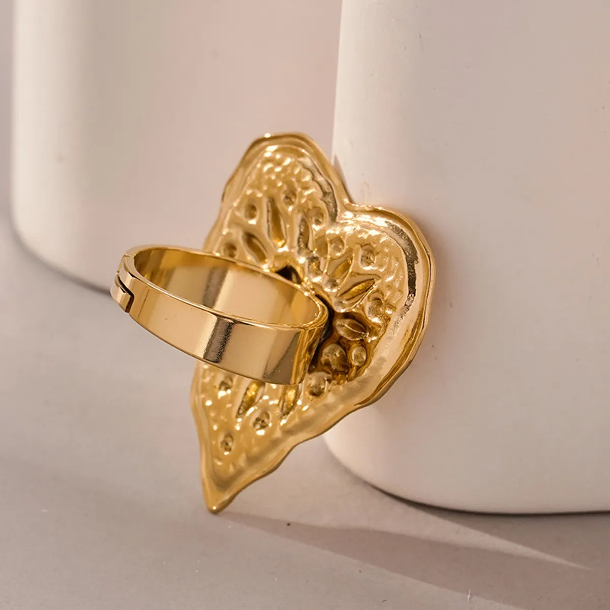 Vacation Simple Style Irregular Heart Shape Stainless Steel Plating Gold Plated Open Rings