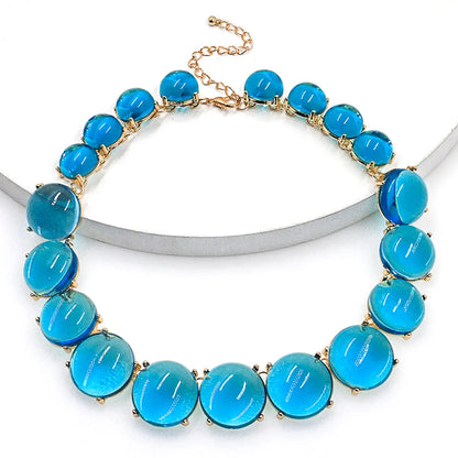 Vacation Simple Style Round Alloy Beaded Inlay Resin Women'S Necklace