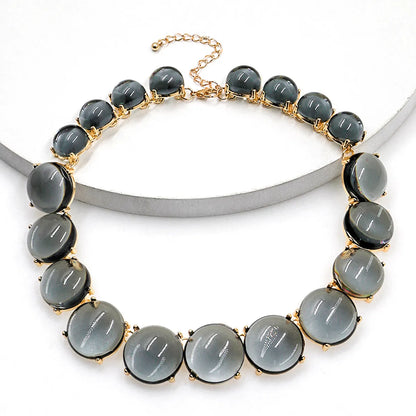 Vacation Simple Style Round Alloy Beaded Inlay Resin Women'S Necklace