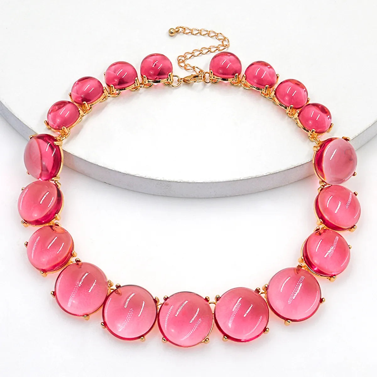 Vacation Simple Style Round Alloy Beaded Inlay Resin Women'S Necklace