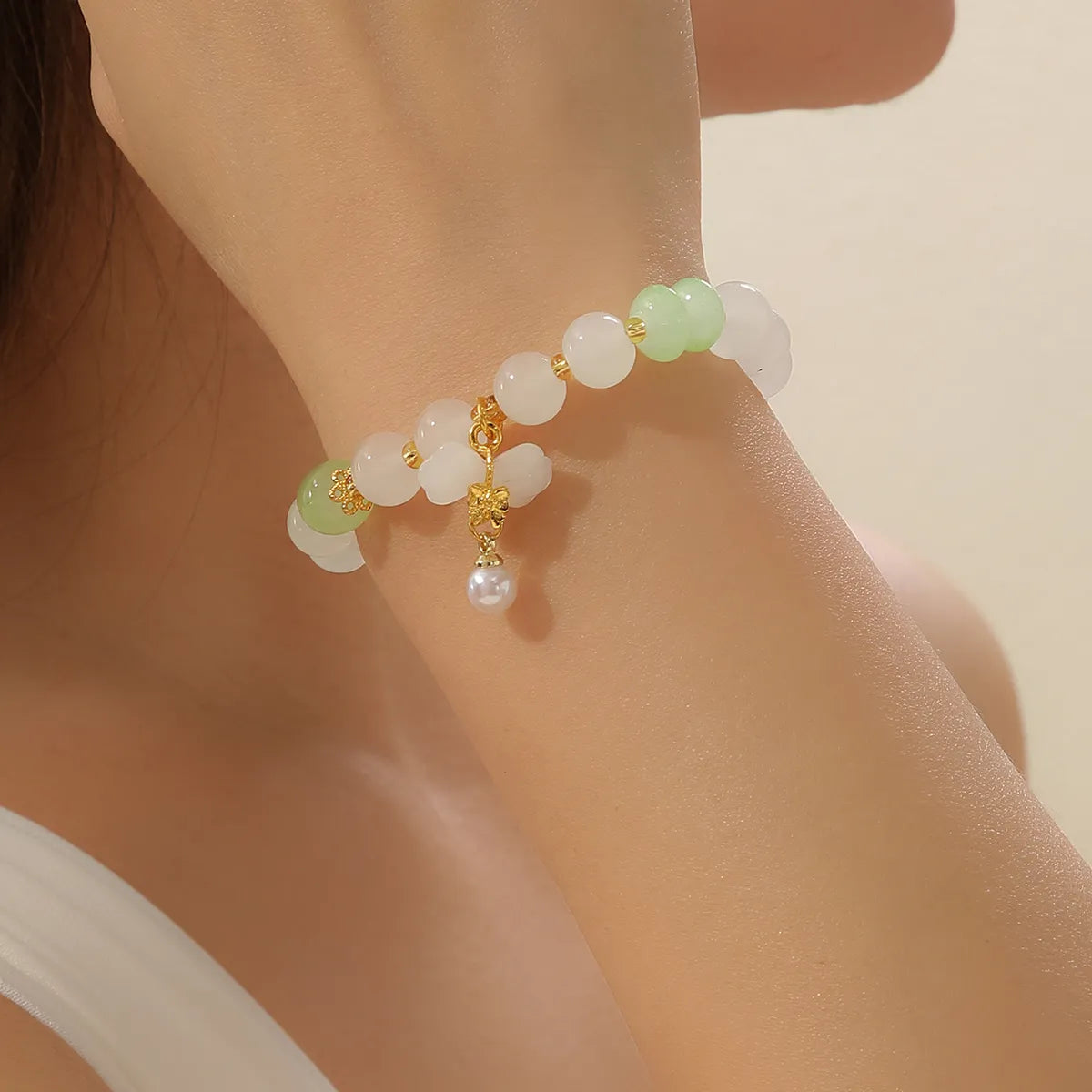 Vacation Simple Style Round Alloy Stone Wholesale Bracelets