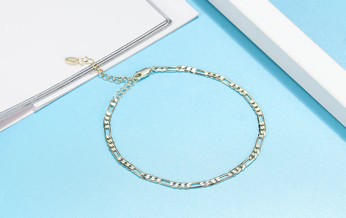 Vacation Simple Style Solid Color Sterling Silver Plating 14k Gold Plated White Gold Plated Rhodium Plated Women'S Anklet