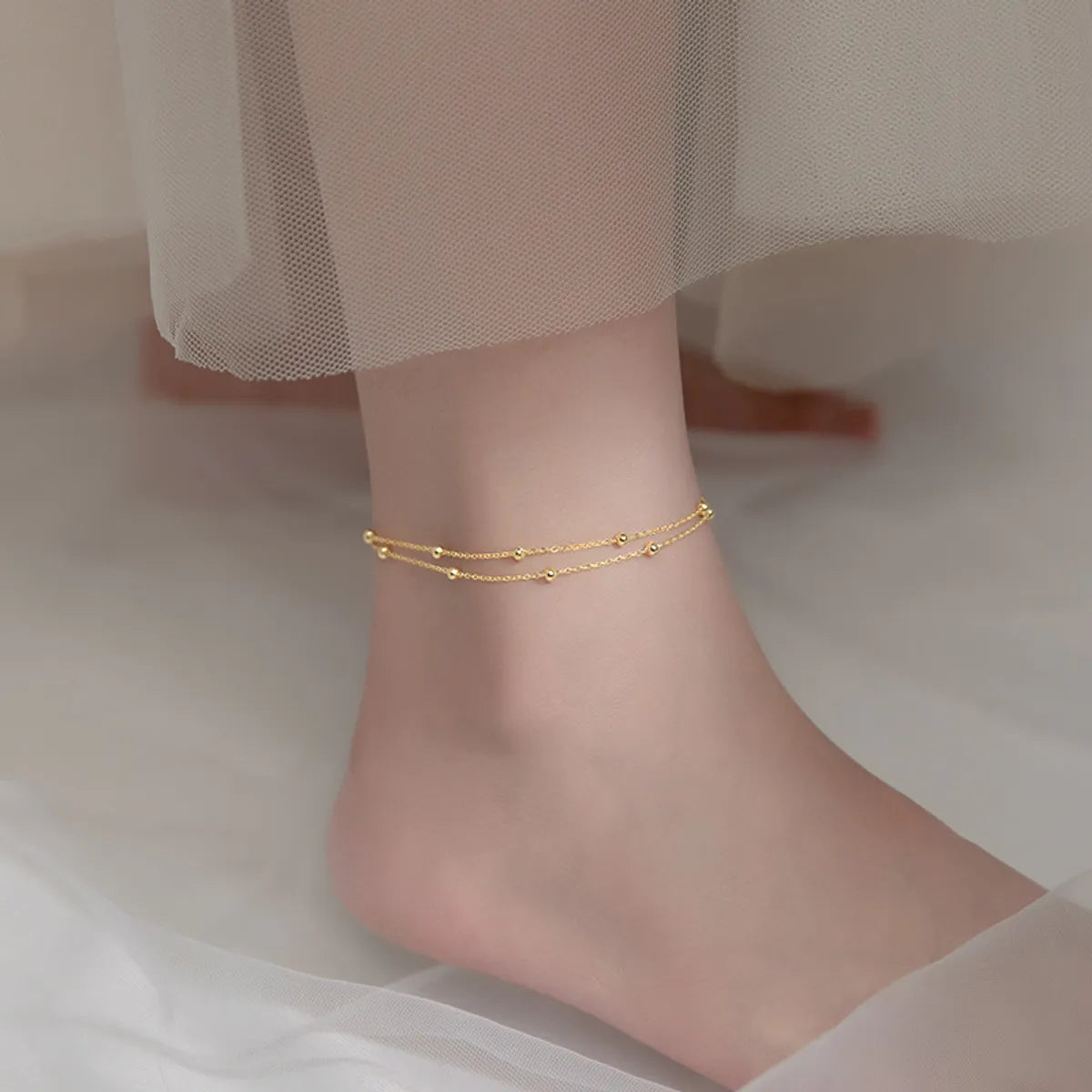 304 Stainless Steel 18K Gold Plated Vacation Simple Style Solid Color Bracelets Anklet