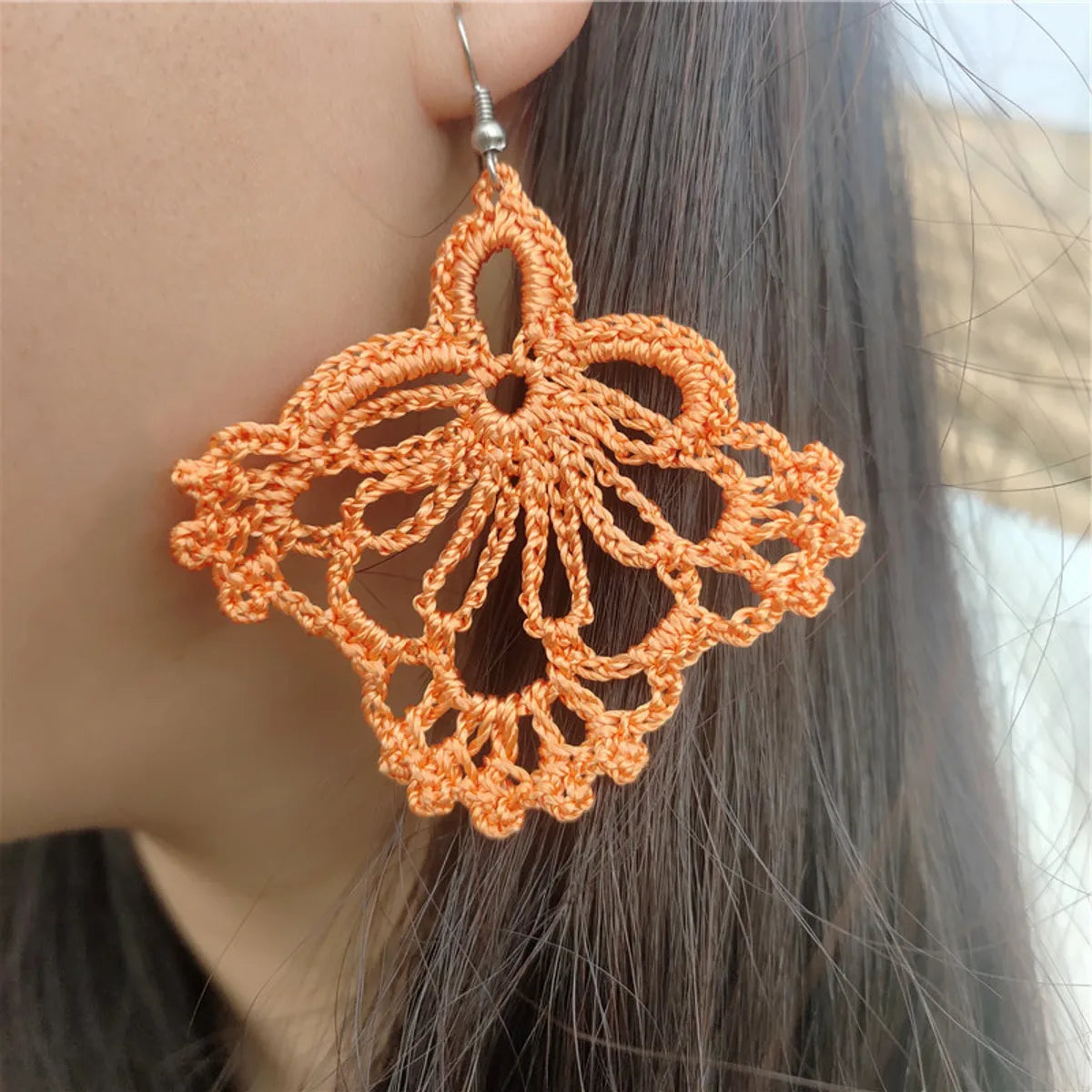 Vacation Solid Color Fabric Crochet Lace Women's Drop Earrings