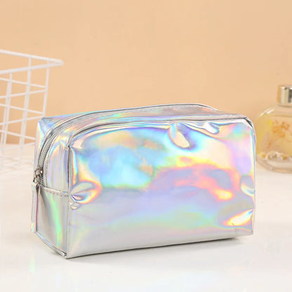 Vacation Solid Color Pu Leather Square Makeup Bags