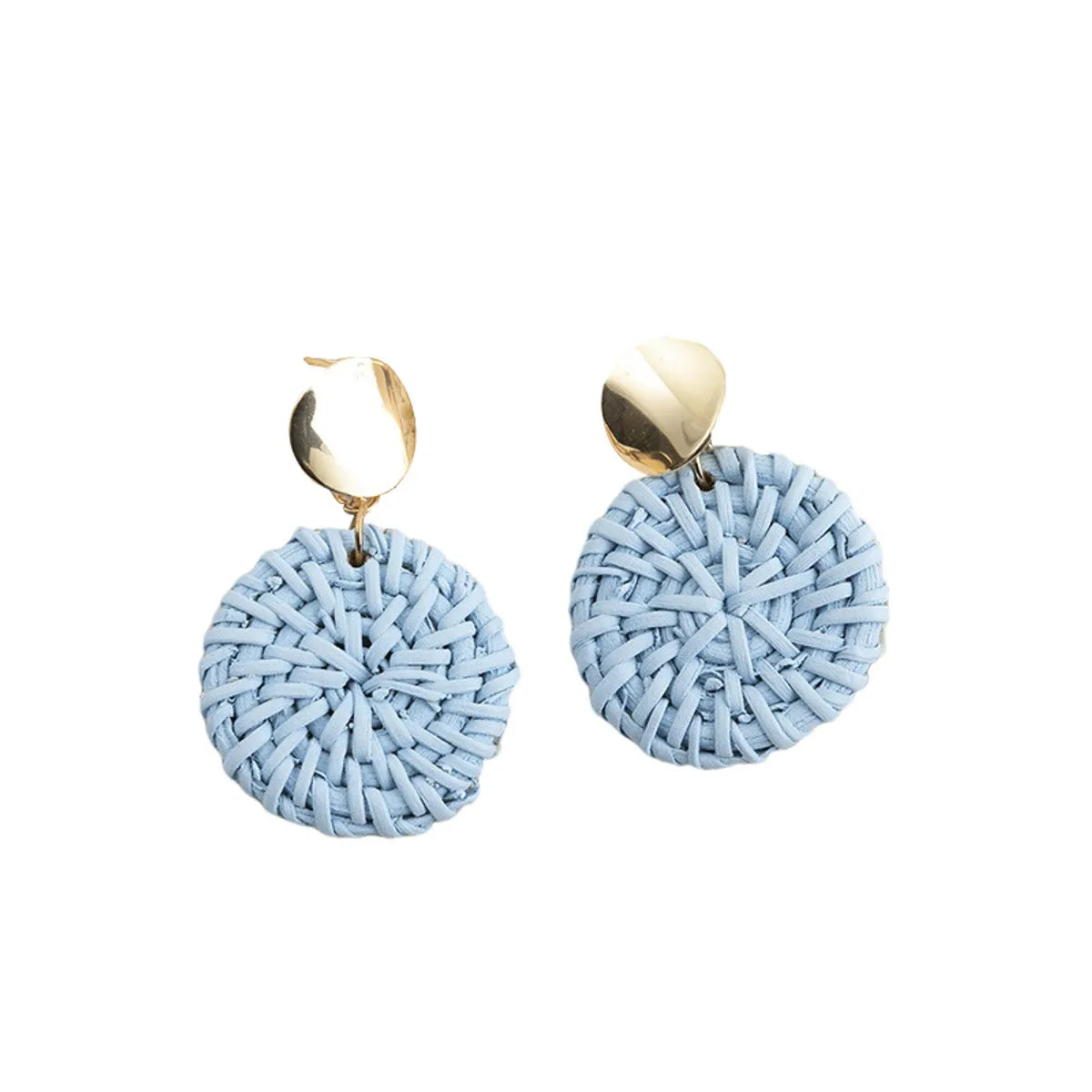 Vacation Solid Color Rattan Drop Earrings