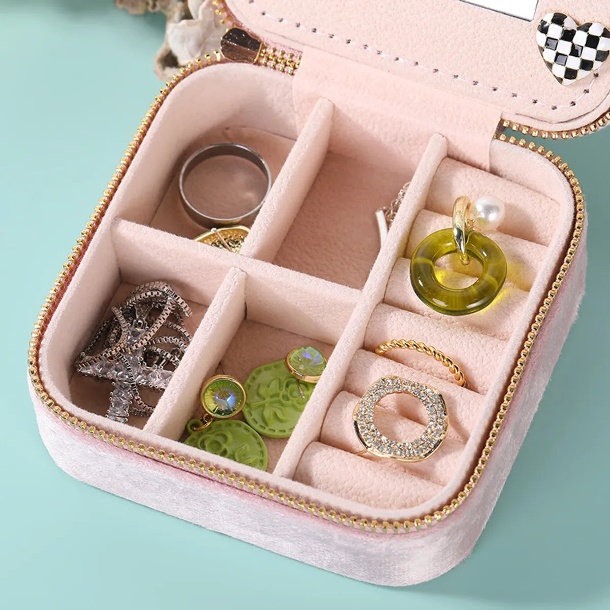 Vacation Solid Color Velvet Jewelry Boxes Makeup Bags