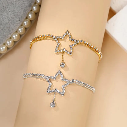 Vacation Star Copper Inlay Rhinestones Women'S Anklet