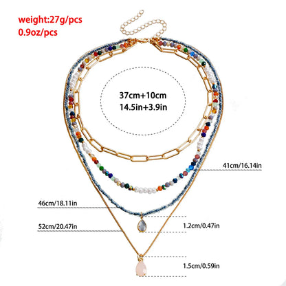 Vacation Star Moon Water Droplets Alloy Seed Bead Wholesale Layered Necklaces