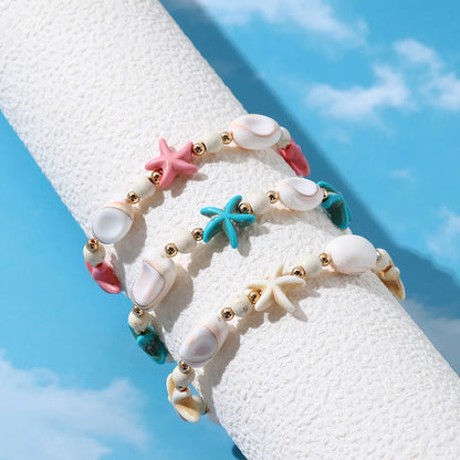 Vacation Starfish Ceramics Beaded Plating Women's Bracelets