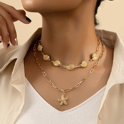 Vacation Starfish Conch Alloy Plating Women'S Layered Necklaces