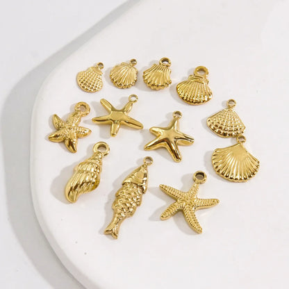 1 Piece 304 Stainless Steel 14K Gold Plated Starfish