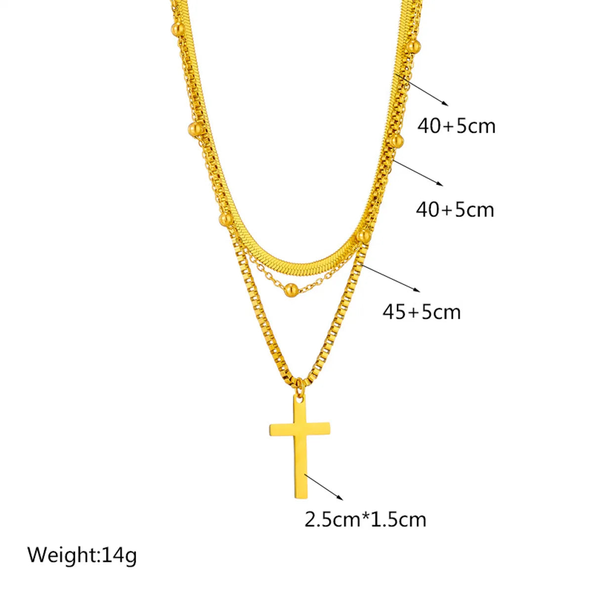 Vacation Streetwear Cross Titanium Steel Layered Necklaces In Bulk