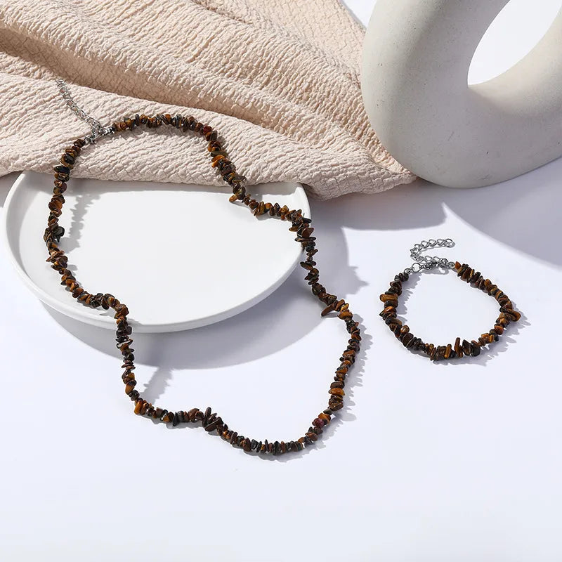 Vacation Streetwear Geometric Natural Stone Beaded Handmade Necklace