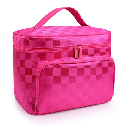 Vacation Stripe Plaid Polyester Square Makeup Bags