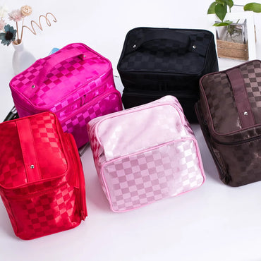 Vacation Stripe Plaid Polyester Square Makeup Bags